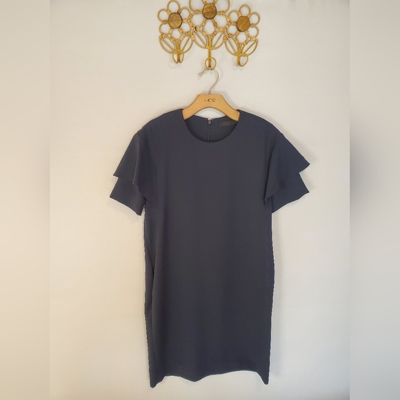COS Navy Blue Dress with Flutter Sleeves - Picture 3 of 13